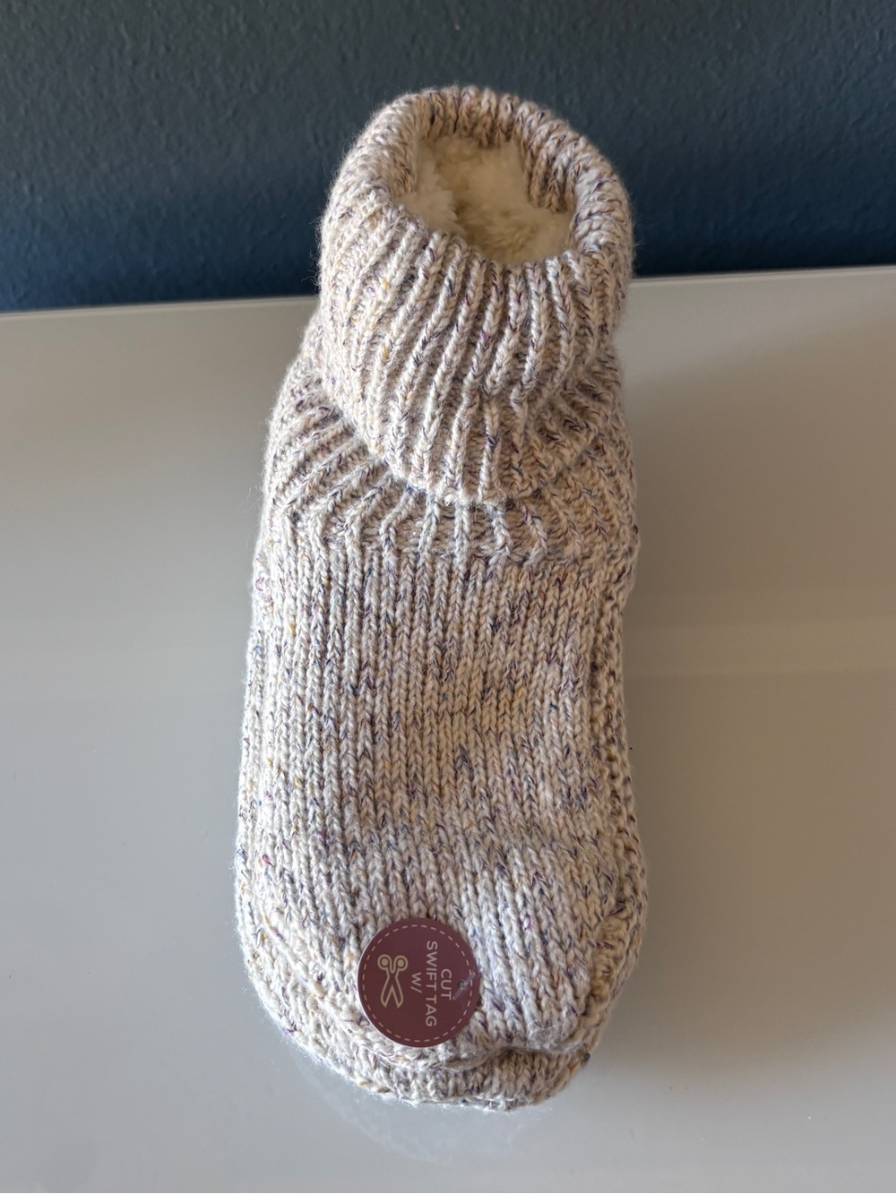 Lemon Confetti Bootie Knit Slipper Socks Sherpa Lined NWT - Picture 3 of 7
